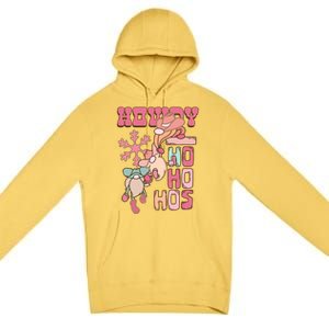 Western Christmas Santa Pink Christmas Howdy Ho Ho Hos Gift Premium Pullover Hoodie