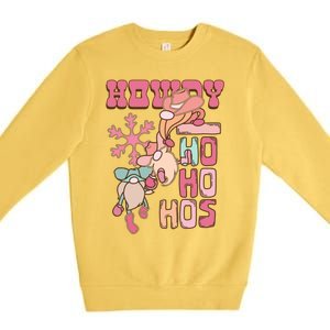 Western Christmas Santa Pink Christmas Howdy Ho Ho Hos Gift Premium Crewneck Sweatshirt