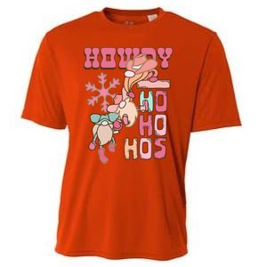 Western Christmas Santa Pink Christmas Howdy Ho Ho Hos Gift Cooling Performance Crew T-Shirt