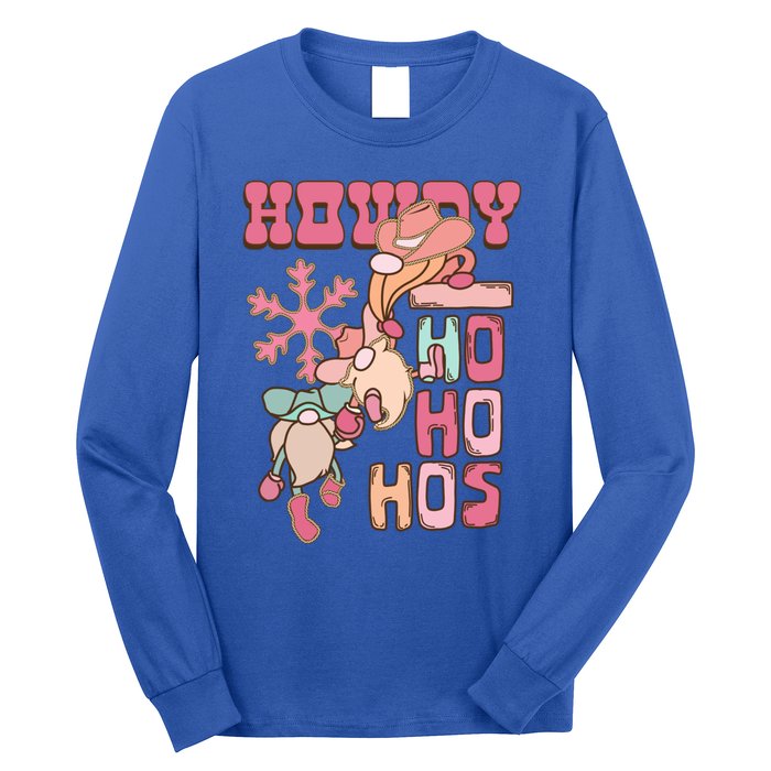 Western Christmas Santa Pink Christmas Howdy Ho Ho Hos Gift Long Sleeve Shirt