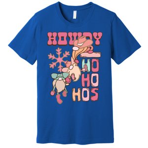 Western Christmas Santa Pink Christmas Howdy Ho Ho Hos Gift Premium T-Shirt