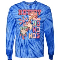 Western Christmas Santa Pink Christmas Howdy Ho Ho Hos Gift Tie-Dye Long Sleeve Shirt