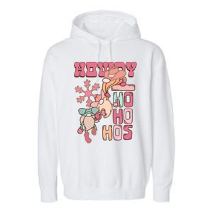 Western Christmas Santa Pink Christmas Howdy Ho Ho Hos Gift Garment-Dyed Fleece Hoodie