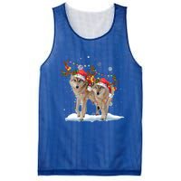 Wolf Christmas Santa Hat Tree Lights Xmas Funny Wolf Gift Mesh Reversible Basketball Jersey Tank