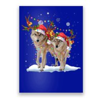 Wolf Christmas Santa Hat Tree Lights Xmas Funny Wolf Gift Poster