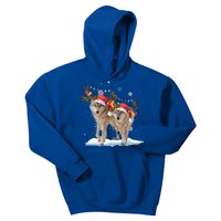 Wolf Christmas Santa Hat Tree Lights Xmas Funny Wolf Gift Kids Hoodie