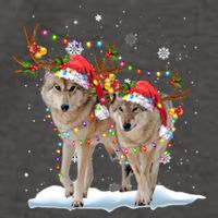 Wolf Christmas Santa Hat Tree Lights Xmas Funny Wolf Gift Vector Backpack