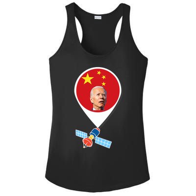 Wo Chinese Spy Balloon Funny Surveillance Joe Biden China Flag V-Neck Ladies PosiCharge Competitor Racerback Tank