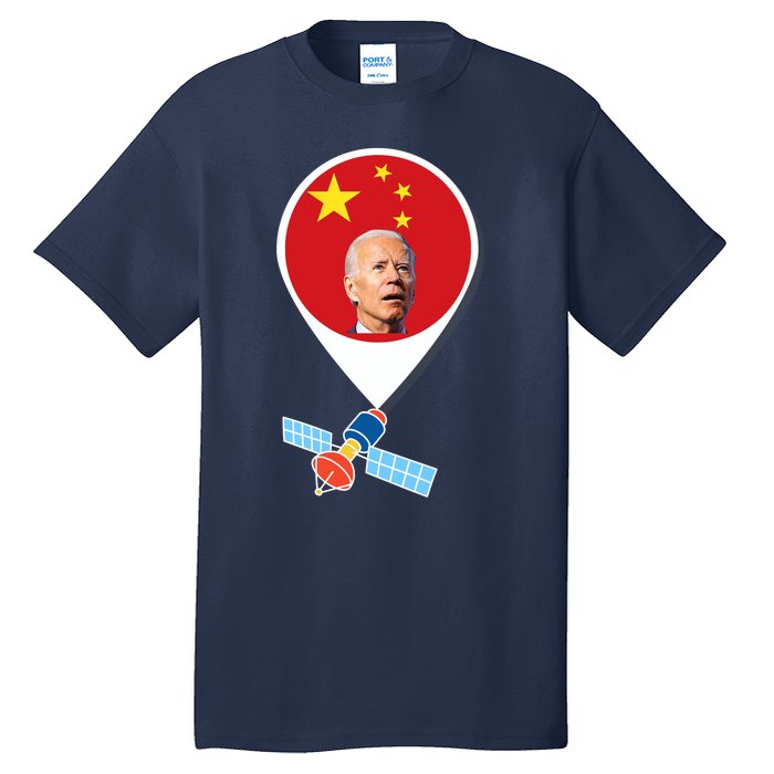 Wo Chinese Spy Balloon Funny Surveillance Joe Biden China Flag V-Neck Tall T-Shirt