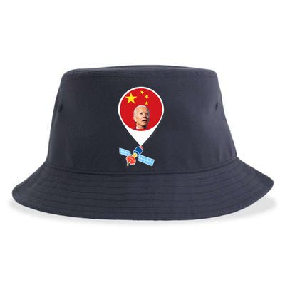 Wo Chinese Spy Balloon Funny Surveillance Joe Biden China Flag V-Neck Sustainable Bucket Hat