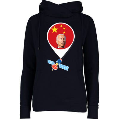 Wo Chinese Spy Balloon Funny Surveillance Joe Biden China Flag V-Neck Womens Funnel Neck Pullover Hood