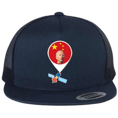 Wo Chinese Spy Balloon Funny Surveillance Joe Biden China Flag V-Neck Flat Bill Trucker Hat