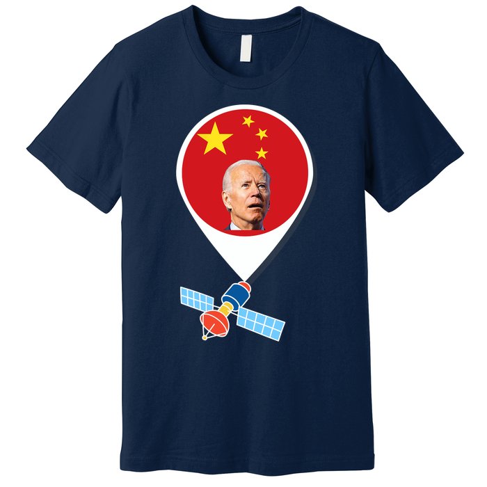 Wo Chinese Spy Balloon Funny Surveillance Joe Biden China Flag V-Neck Premium T-Shirt