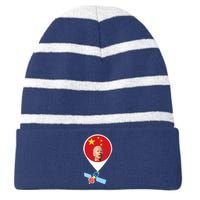 Wo Chinese Spy Balloon Funny Surveillance Joe Biden China Flag V-Neck Striped Beanie with Solid Band