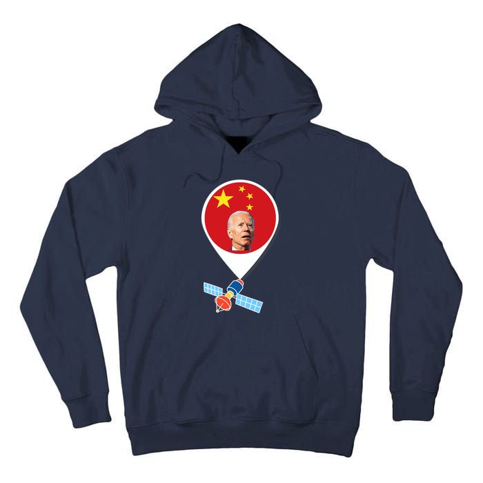 Wo Chinese Spy Balloon Funny Surveillance Joe Biden China Flag V-Neck Tall Hoodie