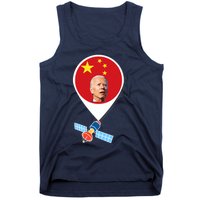 Wo Chinese Spy Balloon Funny Surveillance Joe Biden China Flag V-Neck Tank Top