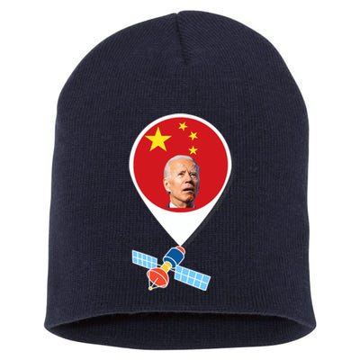 Wo Chinese Spy Balloon Funny Surveillance Joe Biden China Flag V-Neck Short Acrylic Beanie