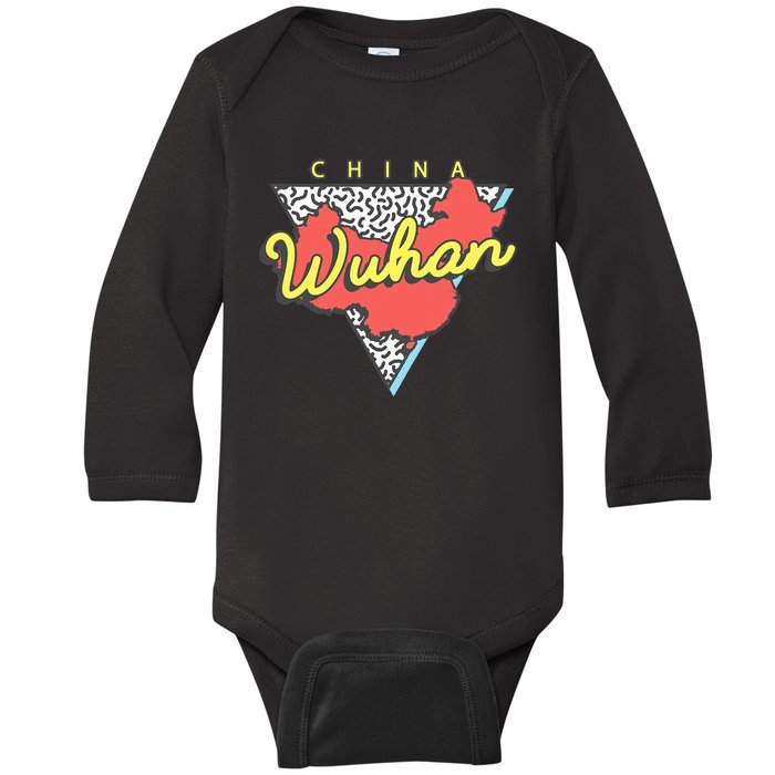 Wuhan China Souvenirs Vintage Retro Triangle Baby Long Sleeve Bodysuit