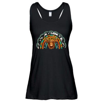 Western Cowhide Serape Turquoise Sunflowers Ladies Essential Flowy Tank