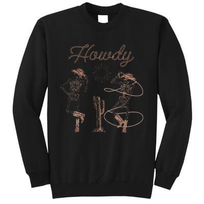 Western Cowboy Skeleton Dancing Howdy Halloween Tall Sweatshirt