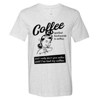 Womens Coffee Spelled Backwards Is Eeffoc Coffee Vintage Design V-Neck T-Shirt