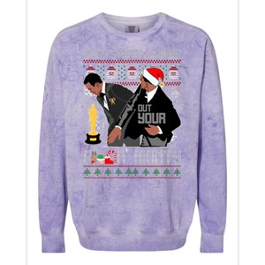 Will Chris Slap Award Show Keep Santa's Name Out Your Mouth Ugly Christmas Colorblast Crewneck Sweatshirt