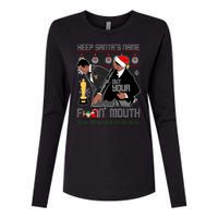 Will Chris Slap Award Show Keep Santa's Name Out Your Mouth Ugly Christmas Womens Cotton Relaxed Long Sleeve T-Shirt