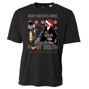 Will Chris Slap Award Show Keep Santa's Name Out Your Mouth Ugly Christmas Cooling Performance Crew T-Shirt