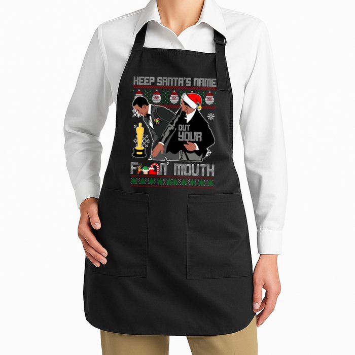 Will Chris Slap Award Show Keep Santa's Name Out Your Mouth Ugly Christmas Apron