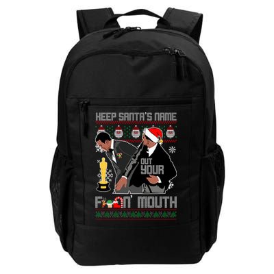 Will Chris Slap Award Show Keep Santa's Name Out Your Mouth Ugly Christmas Backpack