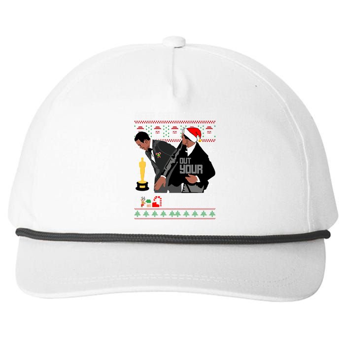 Will Chris Slap Award Show Keep Santa's Name Out Your Mouth Ugly Christmas Snapback Five-Panel Rope Hat