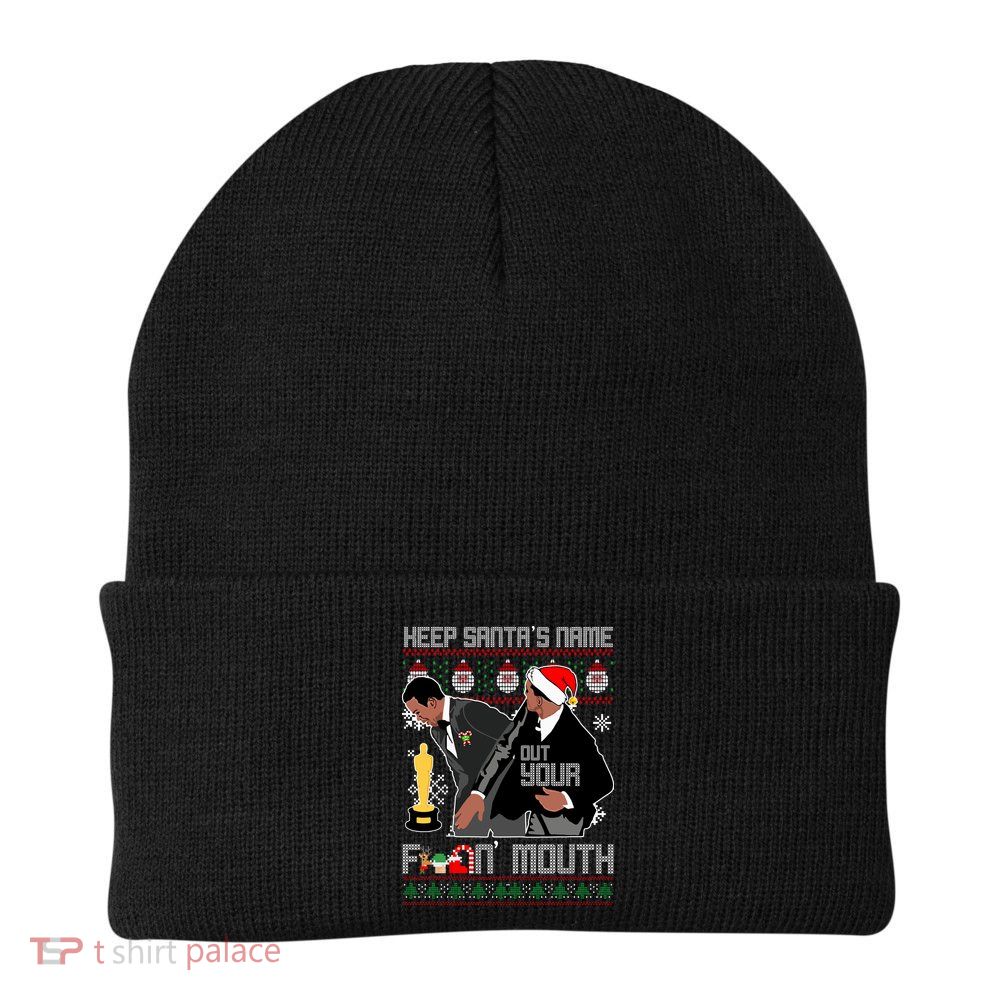 Will Chris Slap Award Show Keep Santa's Name Out Your Mouth Ugly Christmas Beanie