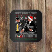 Will Chris Slap Award Show Keep Santa's Name Out Your Mouth Ugly Christmas Coaster