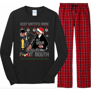 Will Chris Slap Award Show Keep Santa's Name Out Your Mouth Ugly Christmas Long Sleeve Pajama Set