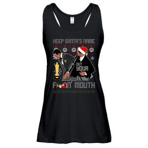 Will Chris Slap Award Show Keep Santa's Name Out Your Mouth Ugly Christmas Ladies Essential Flowy Tank