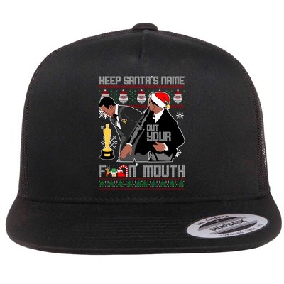 Will Chris Slap Award Show Keep Santa's Name Out Your Mouth Ugly Christmas Flatbill Hat