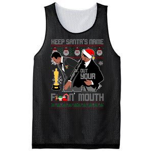 Will Chris Slap Award Show Keep Santa's Name Out Your Mouth Ugly Christmas Mesh Reversible Basketball Jersey Tank