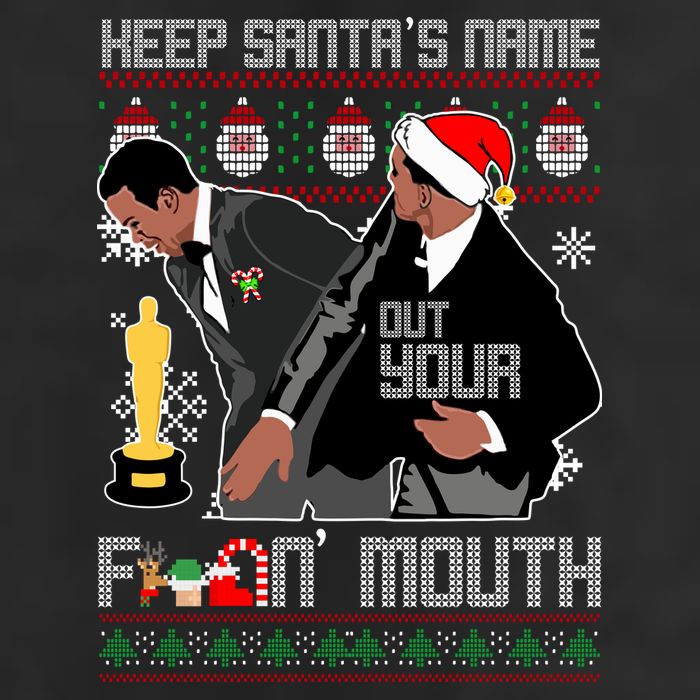 Will Chris Slap Award Show Keep Santa's Name Out Your Mouth Ugly Christmas Large Microfiber Waffle Golf Towel