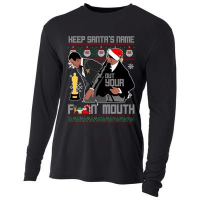 Will Chris Slap Award Show Keep Santa's Name Out Your Mouth Ugly Christmas Cooling Performance Long Sleeve Crew