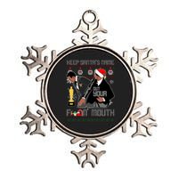 Will Chris Slap Award Show Keep Santa's Name Out Your Mouth Ugly Christmas Metallic Star Ornament