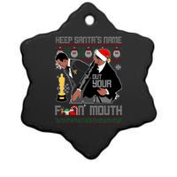 Will Chris Slap Award Show Keep Santa's Name Out Your Mouth Ugly Christmas Ceramic Star Ornament