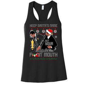 Will Chris Slap Award Show Keep Santa's Name Out Your Mouth Ugly Christmas Women's Racerback Tank