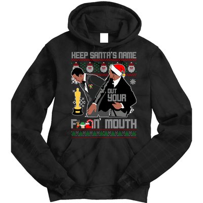 Will Chris Slap Award Show Keep Santa's Name Out Your Mouth Ugly Christmas Tie Dye Hoodie
