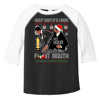 Will Chris Slap Award Show Keep Santa's Name Out Your Mouth Ugly Christmas Toddler Fine Jersey T-Shirt