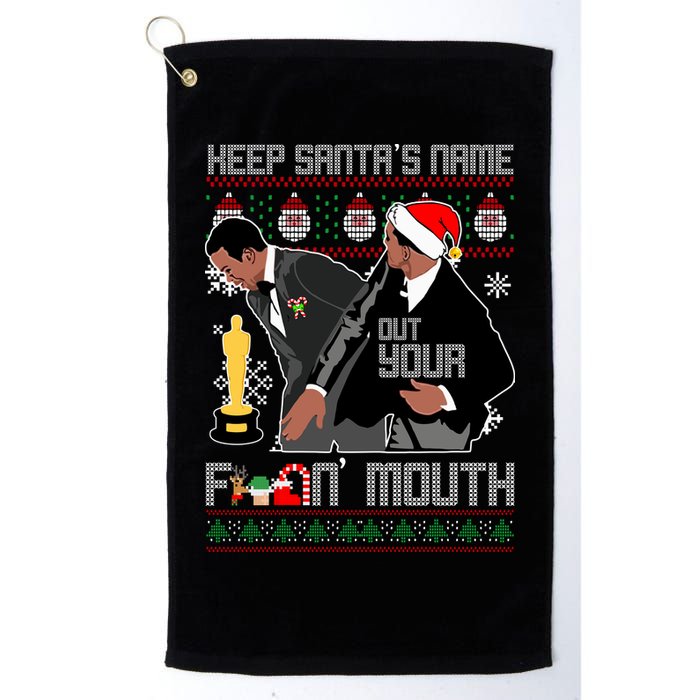Will Chris Slap Award Show Keep Santa's Name Out Your Mouth Ugly Christmas Golf Towel