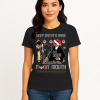 Will Chris Slap Award Show Keep Santa's Name Out Your Mouth Ugly Christmas Womens T-Shirt