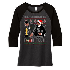 Will Chris Slap Award Show Keep Santa's Name Out Your Mouth Ugly Christmas Women's Tri-Blend 3/4-Sleeve Raglan Shirt