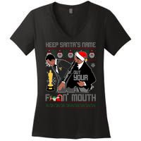 Will Chris Slap Award Show Keep Santa's Name Out Your Mouth Ugly Christmas Women's V-Neck T-Shirt