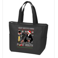 Will Chris Slap Award Show Keep Santa's Name Out Your Mouth Ugly Christmas Zip Tote Bag
