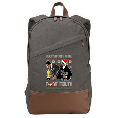 Will Chris Slap Award Show Keep Santa's Name Out Your Mouth Ugly Christmas Cotton Canvas Backpack